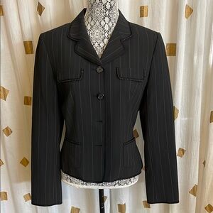 ANTONIO MELANI Black Career Wear Striped Blazer/Skirt Professional Tailored